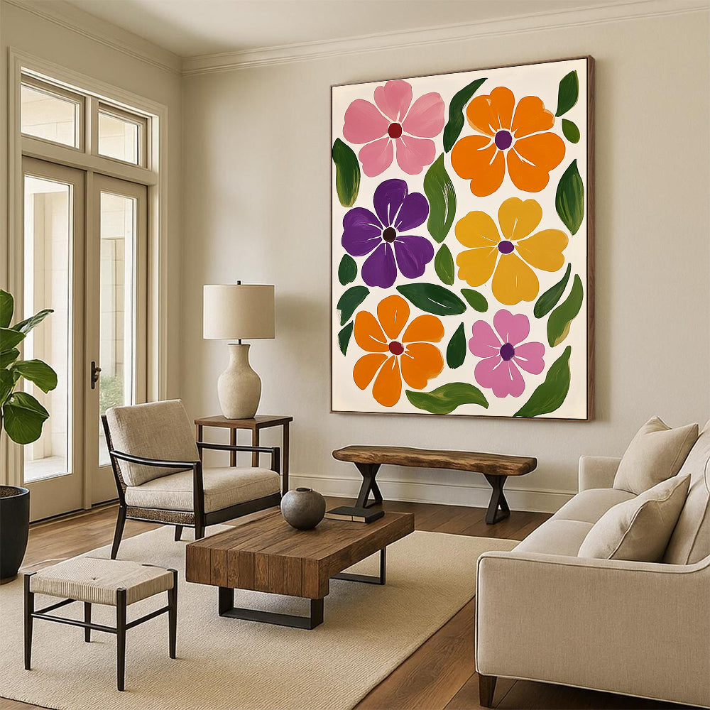 Colorful Flower Patterns Abstract Painting for Bohemian - Style Living Rooms GAB1352