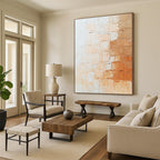Beige - Textured Abstract Painting with Patchwork Design WINK864