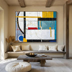 Geometric Color Block Abstract Painting with Structured Vibrant Shapes ABS549