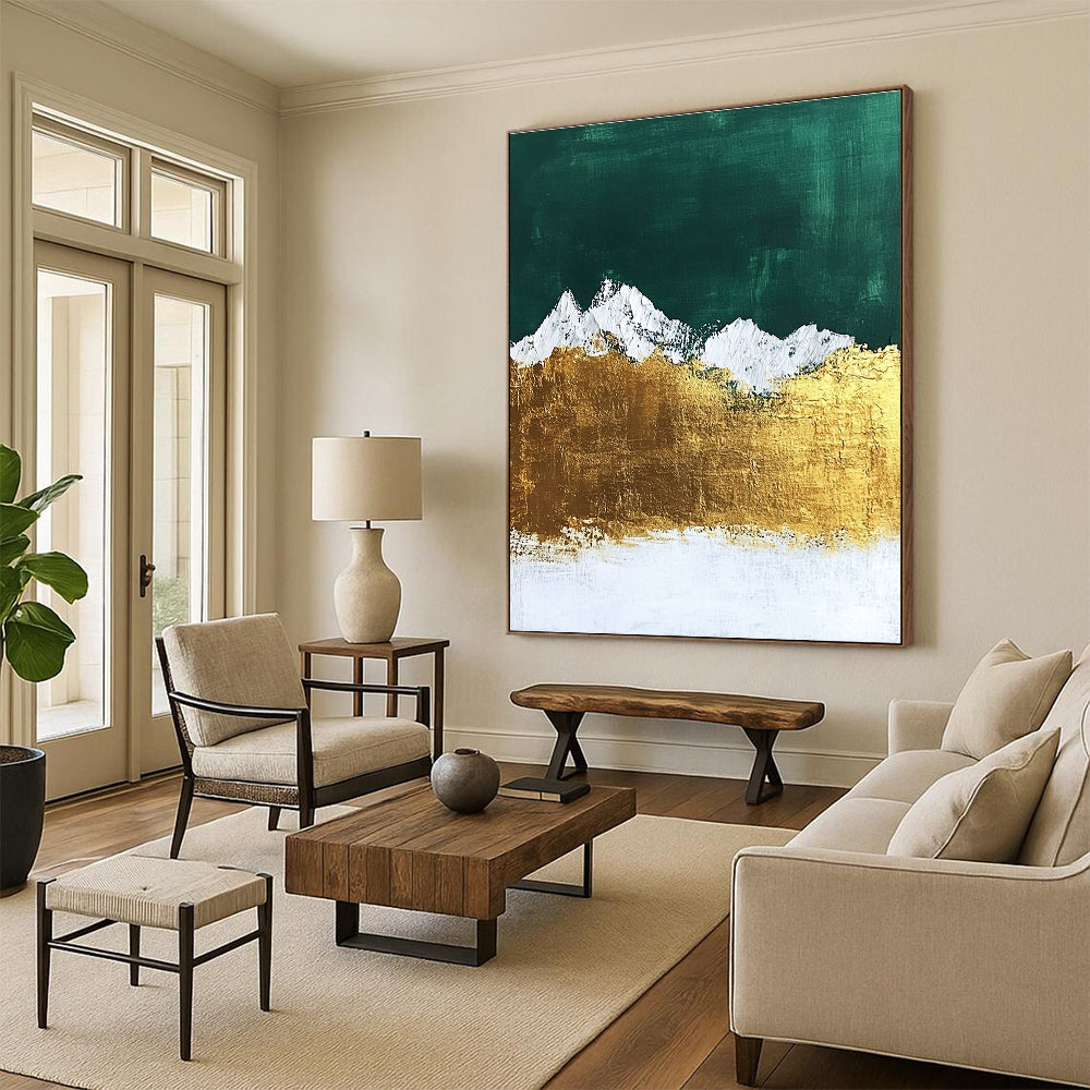 Golden Mountain Peaks - Majestic Landscape Abstract Art GAB0507