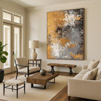 Gold and Gray Abstract Painting with Aged Elegance WINK319