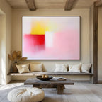 Soft Pink, Yellow and Red Abstract Painting with Gentle Warmth ABS410