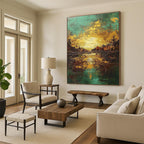 Golden Sunset Abstract Painting for Luxury - Styled Residences GAB1063