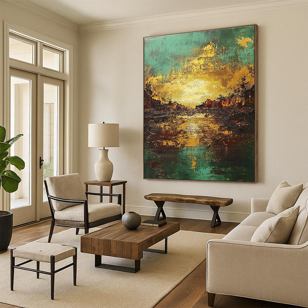 Golden Sunset Abstract Painting for Luxury - Styled Residences GAB1063