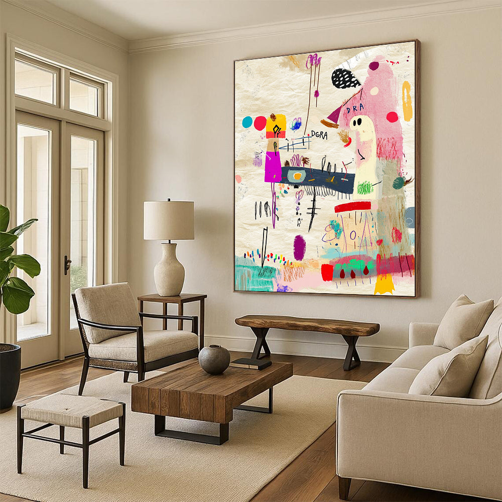 Colorful Abstract Doodles Painting with Playful Elements GAB0053