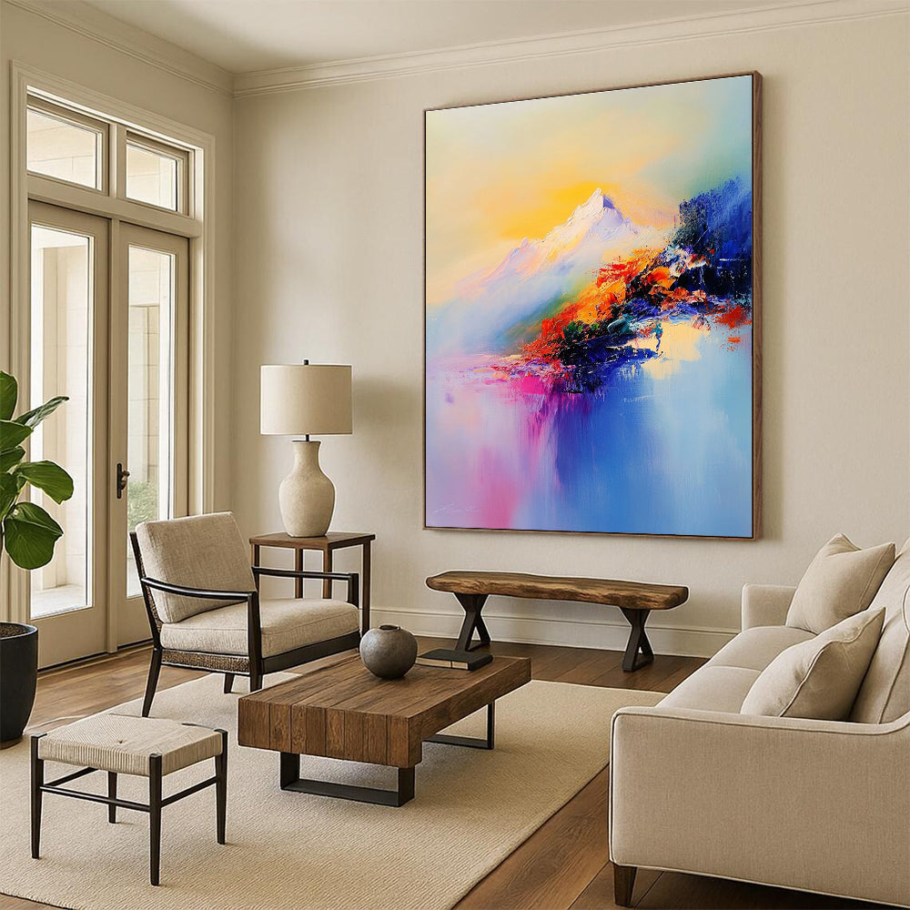 Colorful Mountain Abstract Painting for Adventure - Themed Cafes GAB0783