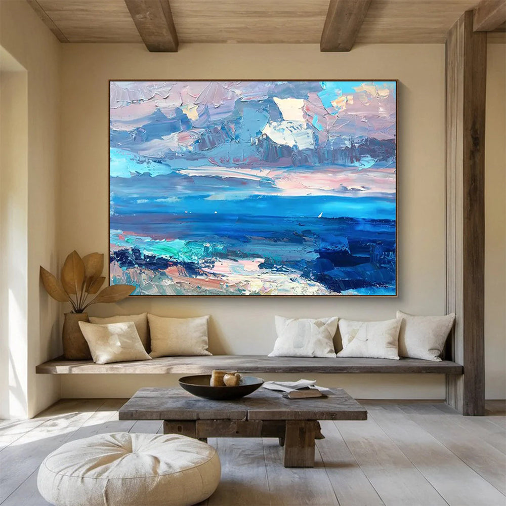 Sea and Sky Abstract Painting for Coastal Home Living Rooms YHT440