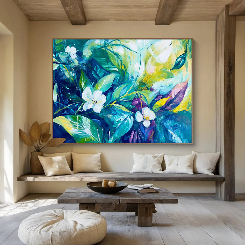 Turquoise Floral Abstract - Nature's Vibrant Whispers ABS023