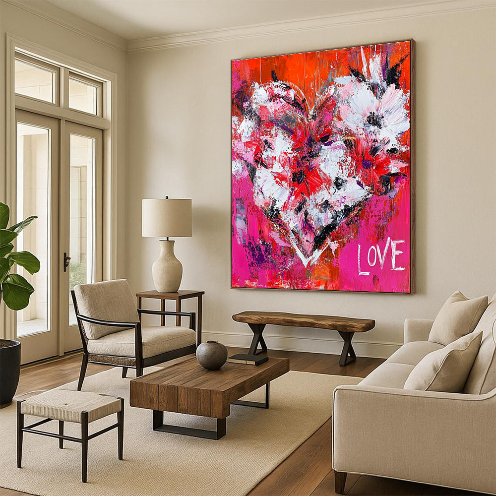 Abstract Floral Heart Painting for Love - Themed Cafes GAB1146
