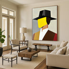 Geometric Hat Portrait Abstract Painting of Colorful Modernity GAB0219