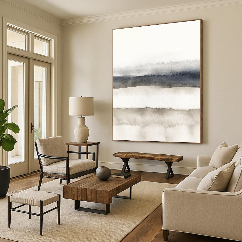 Gray - Toned Watercolor Layers Abstract Painting for Minimalist Living Rooms GAB0980