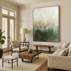 Green - Beige Abstract Gradient Painting with Calming Serenity WINK439