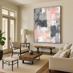 Gray and Pink Abstract Painting with Textured Layers WINK860