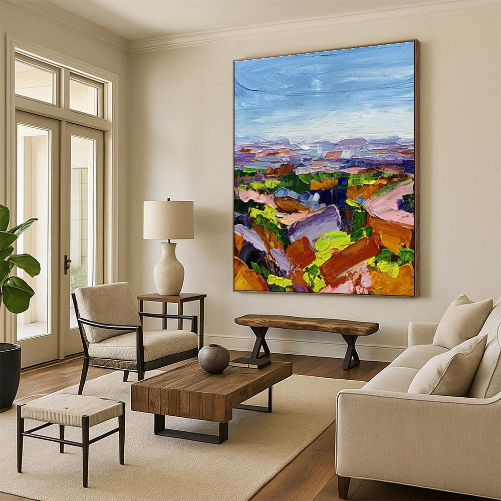 Vivid Colorful Landscape Impasto Painting for Nature - Inspired Spaces HENG276