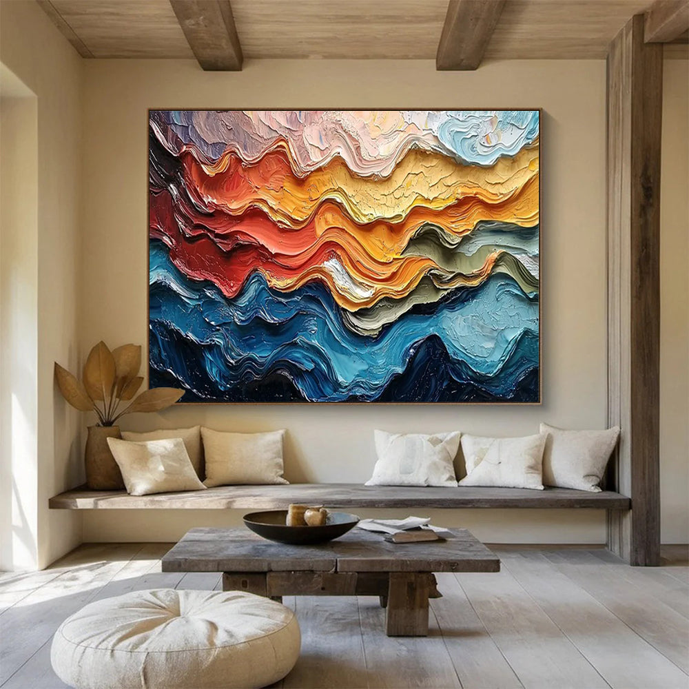 Colorful Wave Abstract Painting for Modern Beach Resorts YHT292