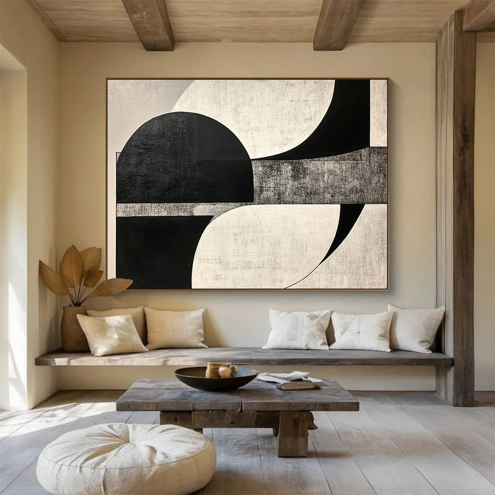 Black - White Geometric Abstract  Precision and Form ABS099
