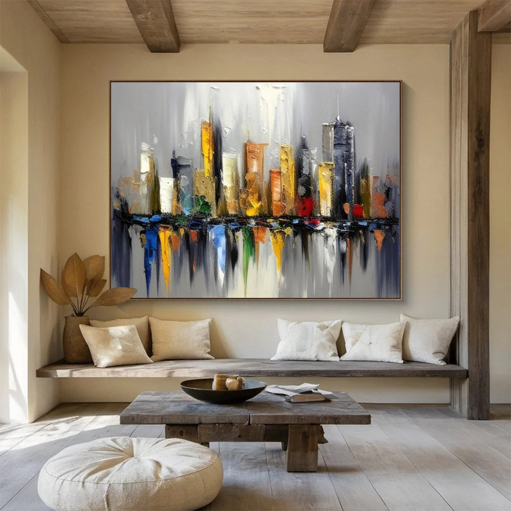 Colorful Cityscape Abstract Painting for Urban Lofts YHT066