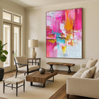 Pink Orange Blue Abstract Painting with Lively Textures WINK520