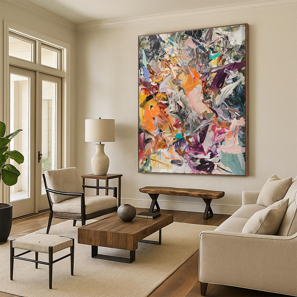 Dynamic Color Swirl Abstract Painting for Creative Agency Meeting Rooms HENG098