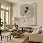 Figure in Striped Robe Serene Narrative Abstract Painting GAB0270
