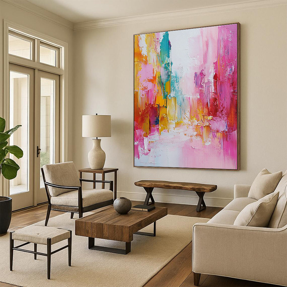 Vibrant Street Abstract - Lively Urban Abstract Painting GAB0643