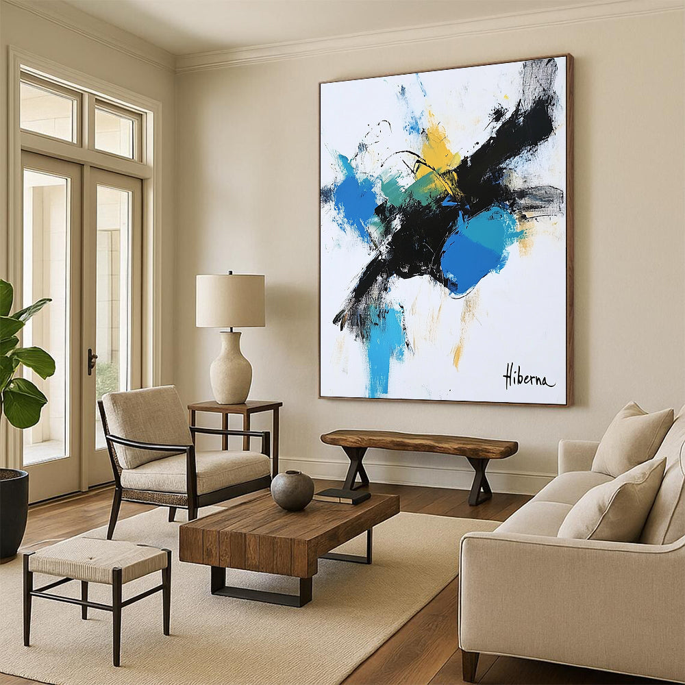 Bold Color Splash Abstract Painting of Energetic Expression GAB0198
