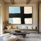 Black and White Cross Abstract Painting ABS309