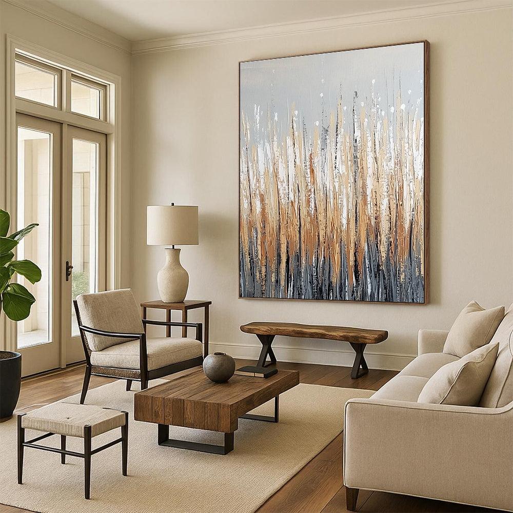 Golden Grass Abstract Painting for Modern Farmhouse Living Rooms GAB0798