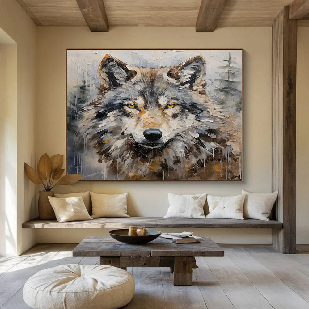Wolf Portrait Abstract Painting for Wilderness - Inspired Spaces YHT077