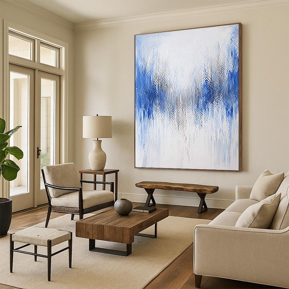 Blue - Silver Abstract Symmetry Painting with Balanced Grace WINK392