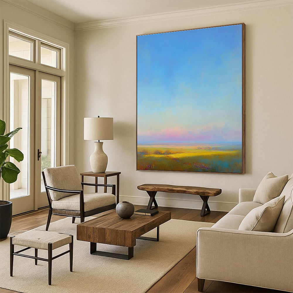 Colorful Field Abstract Painting for Bohemian - Style Living Rooms GAB1305