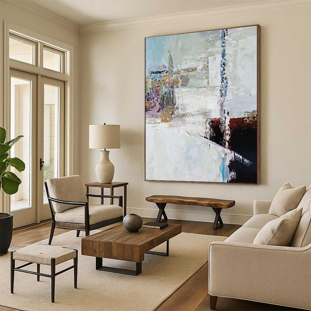 Soft Color Abstract Painting for Minimalist Living Rooms HENG040
