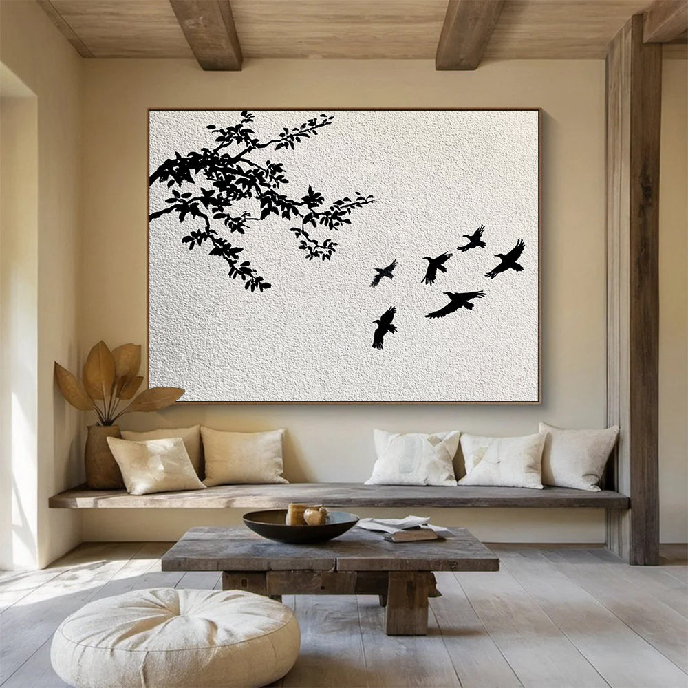 Black Branches and Birds - Serene Silhouettes ABS026