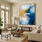 Blue and Gold Abstract Painting for Luxury Hotel Lobbies HENG062