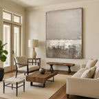 Gray and White Minimalist Abstract Painting with Calm Simplicity WINK249