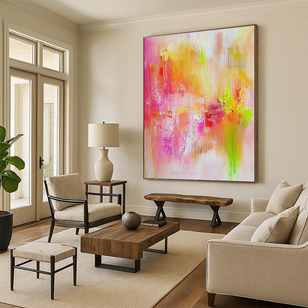 Pink and Green Abstract Painting for Feminine - Inspired Beauty Salons GAB0933