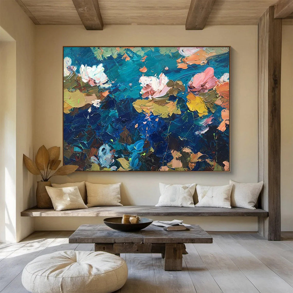 Water Lilies Abstract Painting for Modern Spa Retreats YHT465