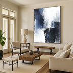 Blue Black White Abstract Painting with Moody Mystery WINK557