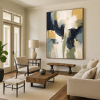 Blue - Yellow - Green Abstract Painting for Nature - Themed Cafes HENG123