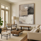 Beige Gray Black Abstract Painting with Subtle Nuance WINK453