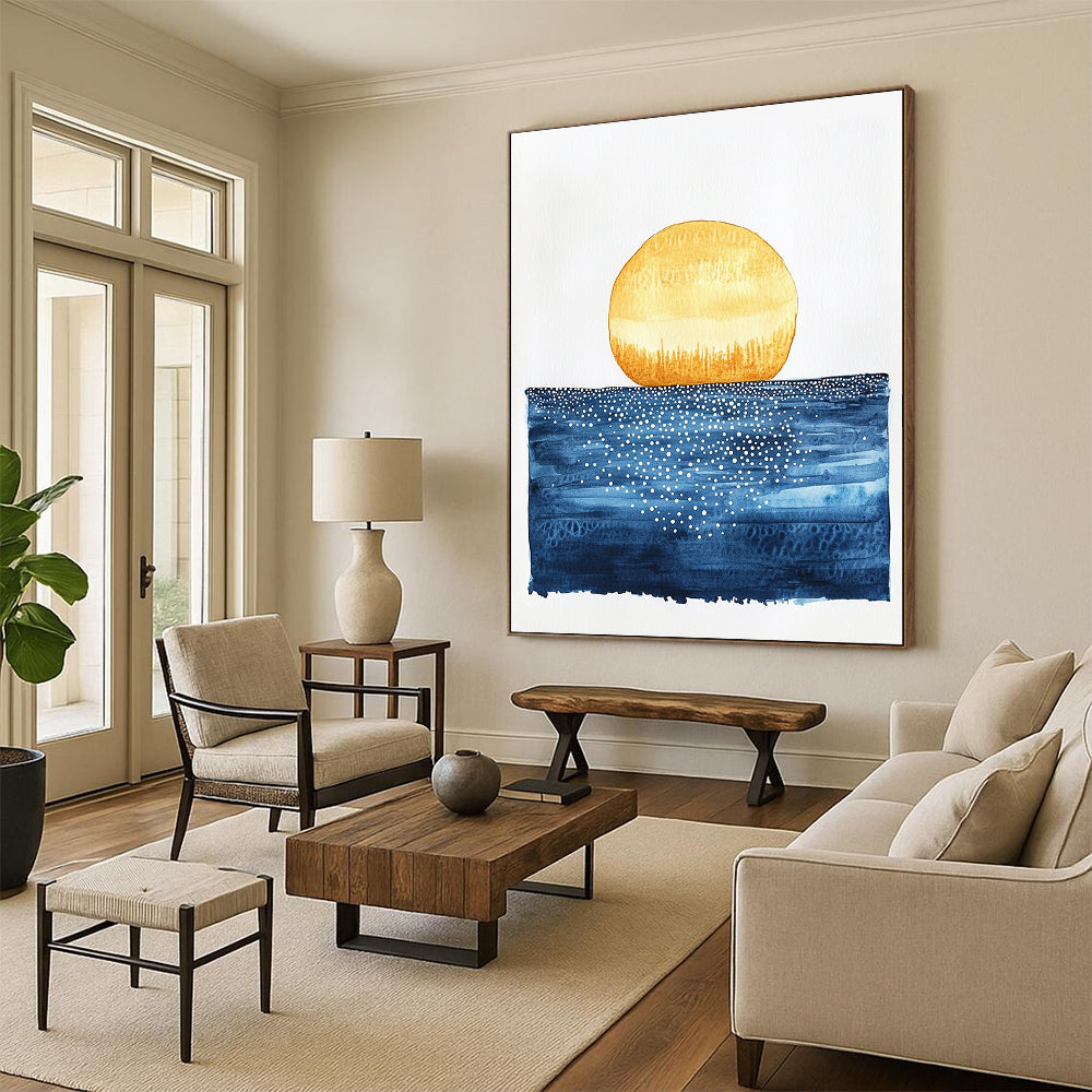 Sun and Sparkling Sea Abstract Painting for Nautical - Inspired Living Rooms GAB0991