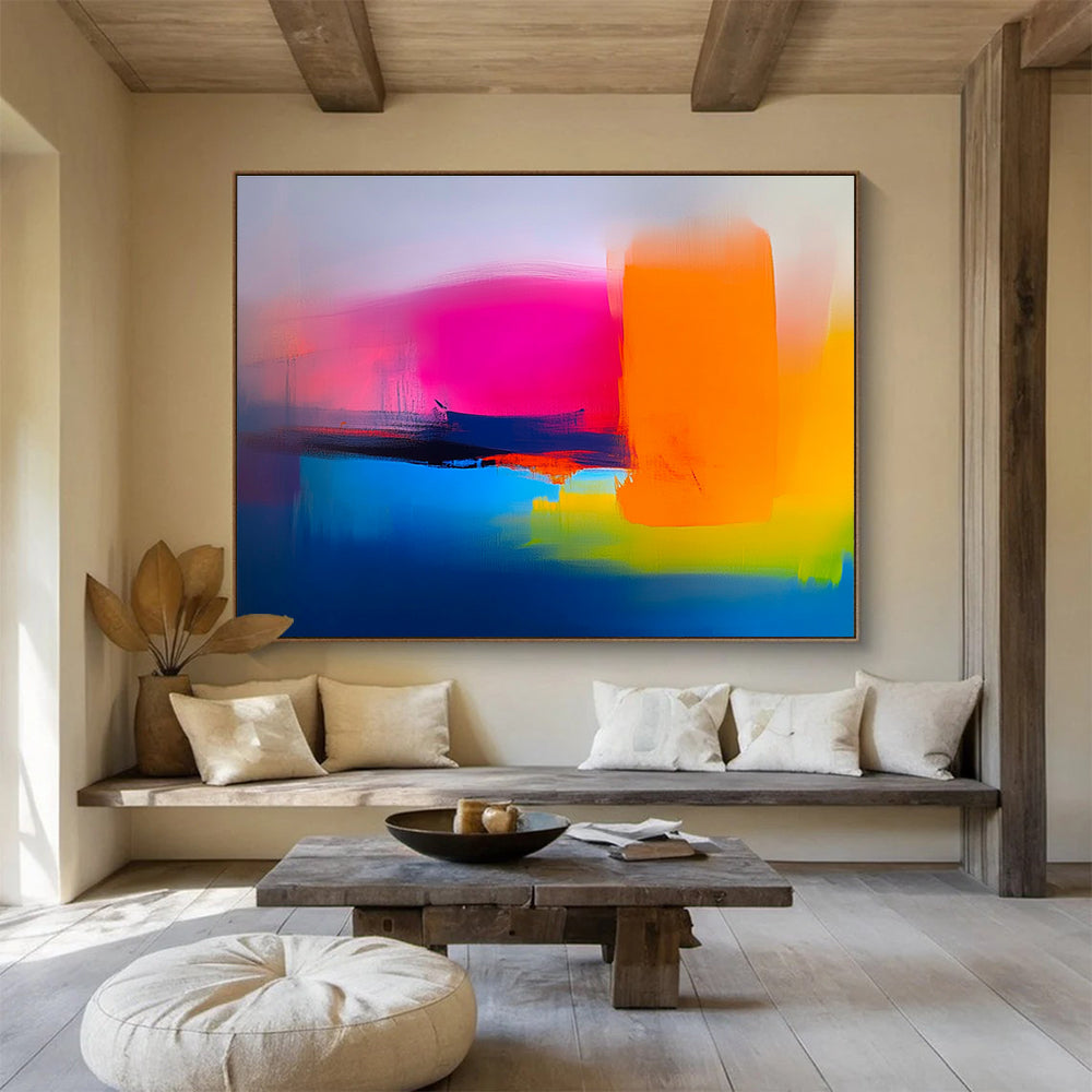 Vibrant Color Block Abstract Painting with Bold Hues ABS308