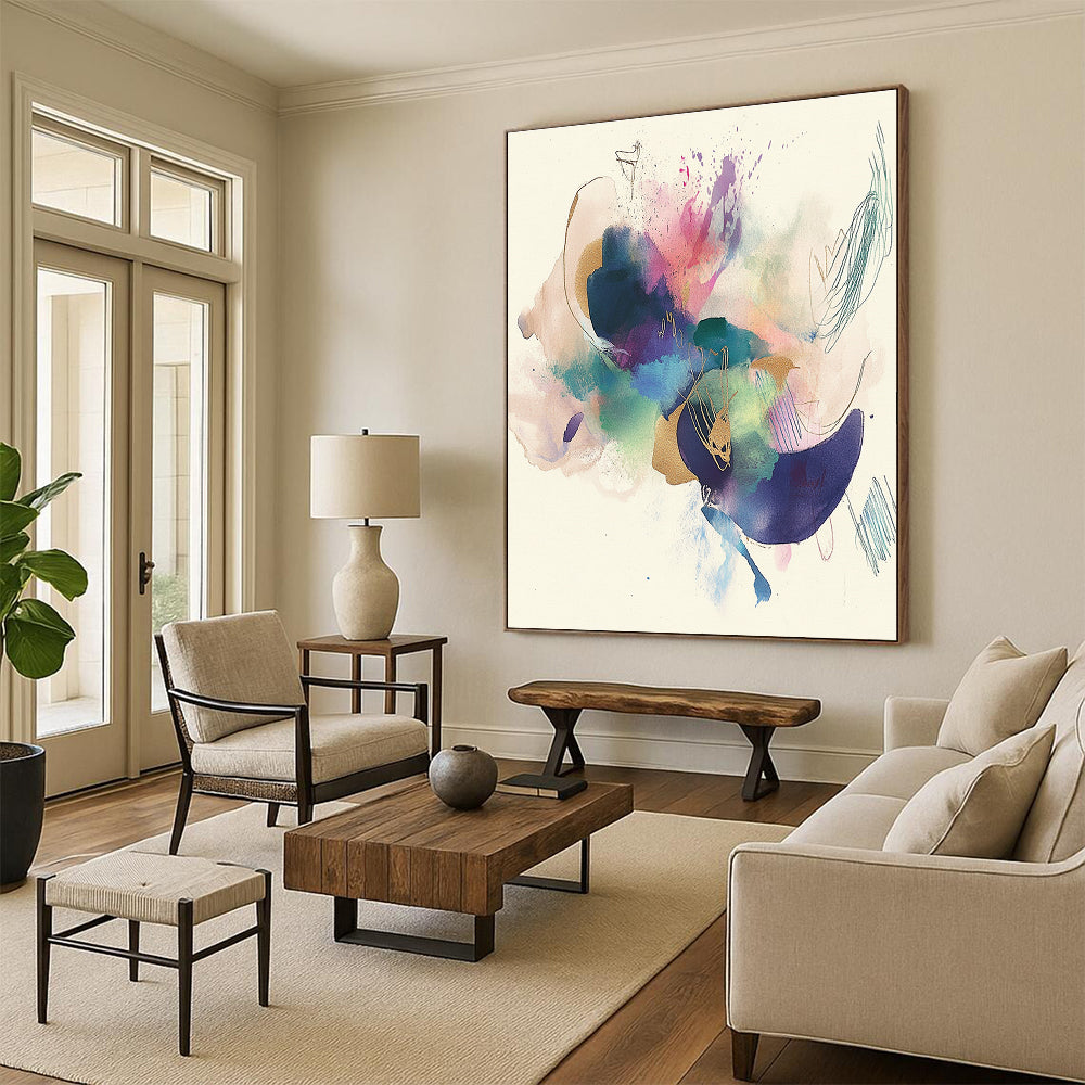 Vibrant Abstract with Gold Abstract Painting with Lively Sophistication WINK276