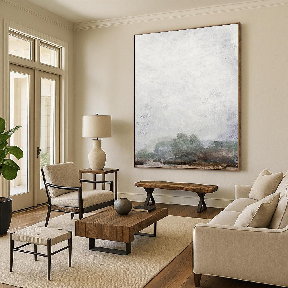 Subtle Misty Landscape Abstract for Minimalist Studies HENG222
