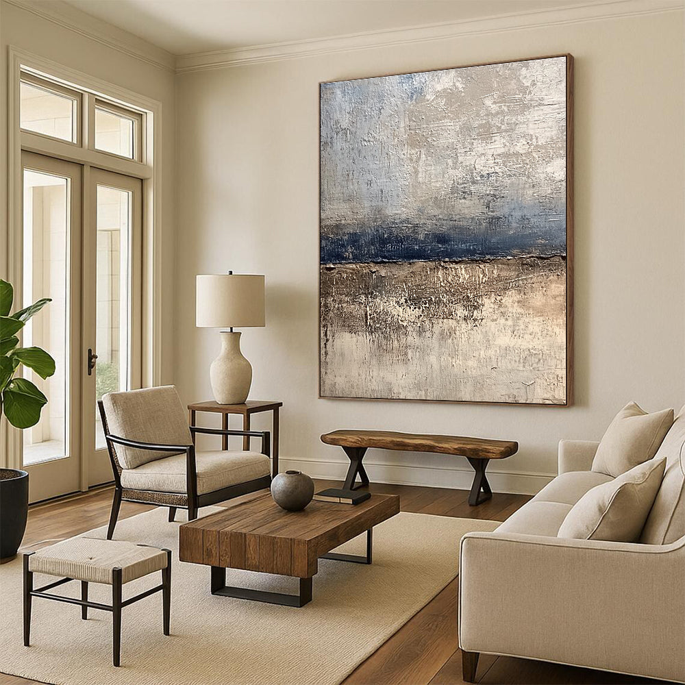 Textured Neutral Stripes - Subtle Abstract Landscape Art GAB0446