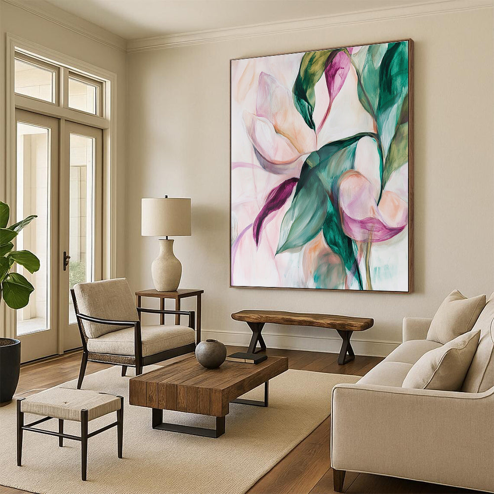 Soft Floral Abstract Painting for Romantic Bedrooms GAB0774
