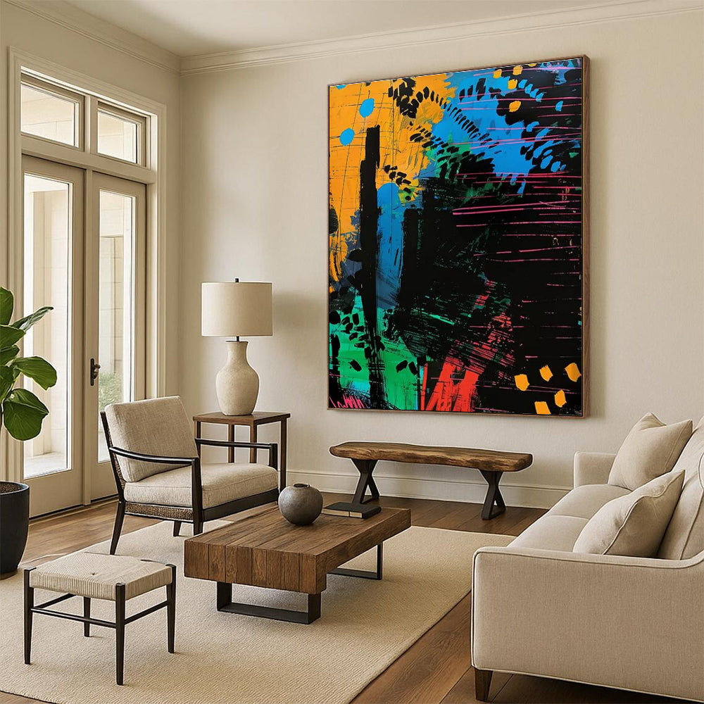 Colorful Abstract Forest Painting for Eco - Friendly Retail Spaces HENG096