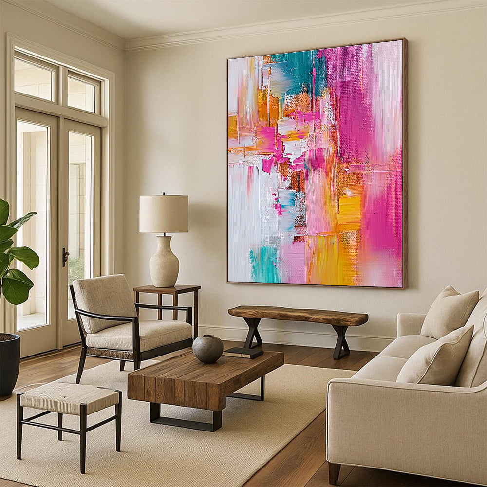 Vibrant Color Block Abstract - Lively Palette - Knife Abstract Painting GAB0657