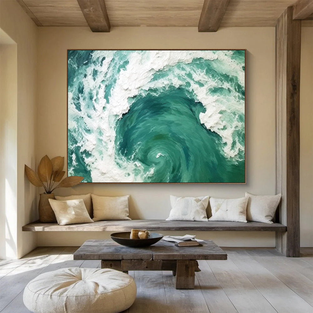 Turbulent Sea Abstract Painting for Dynamic Interiors YHT063