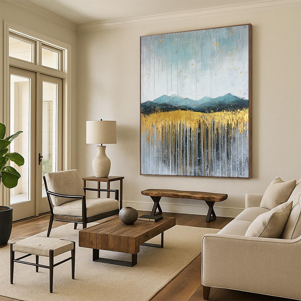 Golden Mountain Abstract - Elegant Landscape with Metallic Accents GAB0532